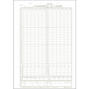 日本法令 年次有給休暇一人別台帳 1月始まり F818551-イメージ2