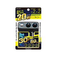 カシムラ 2連ダイレクトソケット PD 20W リバーシブルUSB 自動判定 FC379NM-KX231