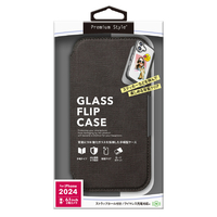 PGA iPhone 16用ガラスフリップケース キャンバス チャコールグレー PG-24AGF07GY