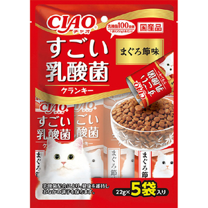 いなばペットフード CIAO すごい乳酸菌クランキー ドライ まぐろ節味 22g×5袋 ｽｺﾞｲﾆﾕｳｻﾝｷﾝﾏｸﾞﾛﾌﾞｼ22GX5-イメージ1