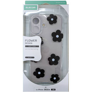 エレコム iPhone17用ソフトケース IMLフラワー ブラック PM-A25AIMLFLBK エレコム iPhone17用ソフトケース IMLフラワー ブラック PM-A25AIMLFLBK