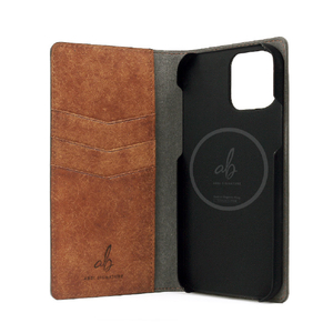 ABBI SIGNATURE iPhone 15用MARGOT イタリアンレザー MagSafe対応ダイアリーケース ブラウン ABS26154I15-イメージ2