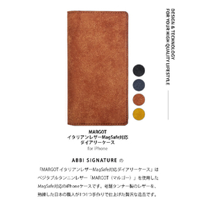 ABBI SIGNATURE iPhone 15用MARGOT イタリアンレザー MagSafe対応ダイアリーケース ブラウン ABS26154I15-イメージ3