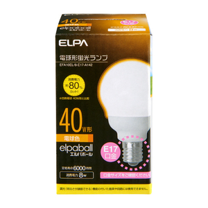 エルパ 40W形・E17口金 電球形蛍光灯 電球色 8W電球タイプ 1個入り elpaball EFA10EL/8-E17-A142 エルパ 40W形・E17口金 電球形蛍光灯 電球色 8W電球タイプ 1個入り elpaball EFA10EL/8-E17-A142