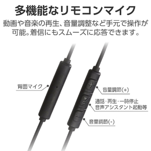 エレコム 高耐久 デジタル式USB Type-C(TM)ヘッドホン カナル型 ブラック EHP-DF14CMBK-イメージ6