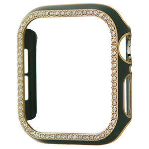 GAACAL Apple Watch Series 7-8 [41mm]用スワロフスキーフレーム グリーン×ゴールド W00065GG5-イメージ1