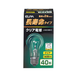 エルパ クリア電球 E26口金 40W形 1個入り L100V38W-C エルパ クリア電球 E26口金 40W形 1個入り L100V38W-C