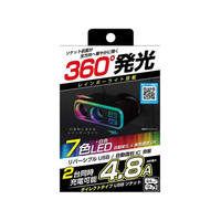 カシムラ 2連ダイレクトソケット 2USB 4.8A レインボーライト付 FC382NM-KX235