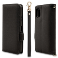 ラスタバナナ AQUOS wish3(SH-53D/A303SH/A302SH)用ハンドストラップ付き手帳型ケース ブラック 7554AQOW3BO