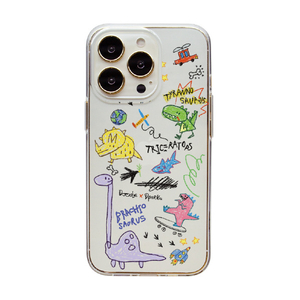 Dparks iPhone 14 Pro用ソフトクリアケース DINO DOODLE DS24155I14P-イメージ1