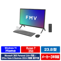 富士通 23．8型フルHD/Ryzen 7/Radeon 780M/メモリ16GB/約512GB SSD/WiFi 6E e angle select FMV Desktop F ブラック FMVF75L1B6