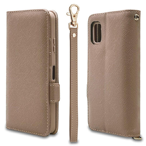 ラスタバナナ AQUOS wish3(SH-53D/A303SH/A302SH)用ハンドストラップ付き手帳型ケース ココアブラウン 7555AQOW3BO-イメージ1