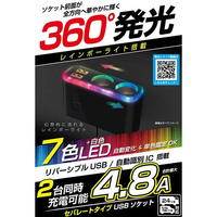 カシムラ FC383NM-KX236 2連セパレートソケット 2USB 4.8A レインボー