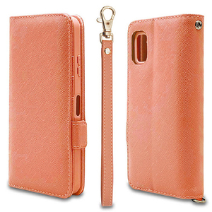 ラスタバナナ AQUOS wish3(SH-53D/A303SH/A302SH)用ハンドストラップ付き手帳型ケース コーラルピンク 7556AQOW3BO-イメージ1