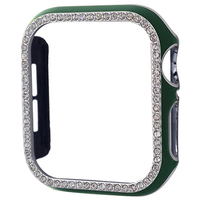 GAACAL Apple Watch Series 7-8 [41mm]用スワロフスキーフレーム グリーン×シルバー W00065GS5