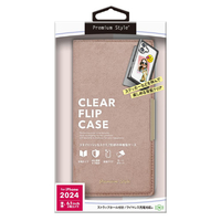 PGA iPhone 16用クリアフリップケース スエード調 ピンク PG-24ACF06PK