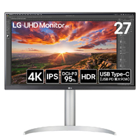LGエレクトロニクス LGエレクトロニクス 27型 LG UHD Monitor 4K /4K(3840×2160)/IPS/DCI-P3 95%/ DisplayHDR 400/アンチグレア/HDMI×2/DisplayPort/USB Type-C(USB PD90W)/USBハブ(Down×2) 27UP850K-W 27UP850K-W
