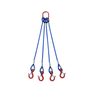 トラスコ中山 4本吊玉掛ワイヤーロープスリングカラー被覆アルミロック 青2M FC893HF-2168599-イメージ1