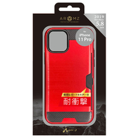 エアージェイ iPhone 11 Pro用耐衝撃カードホルダー付背面ケース レッド AC-P19S-GG RD