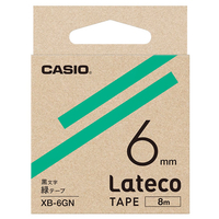 カシオ Lateco専用テープ(黒文字/6mm幅) 緑テープ XB-6GN