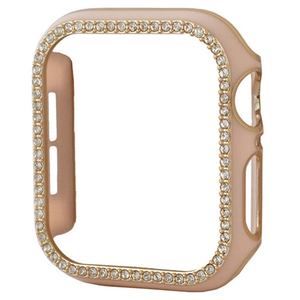 GAACAL Apple Watch Series 7-8 [41mm]用スワロフスキーフレーム ピンク×ゴールド W00065PG5-イメージ1