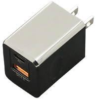 インプリンク PD20W&QC3．0対応 TYPE-C1ポート/USB1ポート AC充電器 ブラック IAC1CUPD20SK