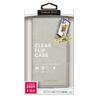 PGA iPhone 16用クリアフリップケース スエード調 グレー PG-24ACF07GY
