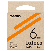 カシオ Lateco専用テープ(黒文字/6mm幅) オレンジテープ XB-6EO
