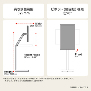 LGエレクトロニクス LG Smart Monitor Swing Stand /スイベル/高さ調整/ピボット/ホイール付きスタンド STA32F STA32F-イメージ4