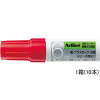 シヤチハタ アートライン 油性マーカー角6mm 赤 10本 1箱(10本) F884317-K-50