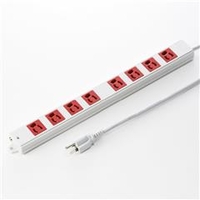 サンワサプライ 工事物件タップ（3P・8個口・3m） レッド TAP-K8-3R