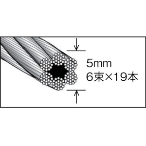 トラスコ中山 メッキ付ワイヤロープ Φ5mm×10m 510230 FC216EG-4890990-イメージ2