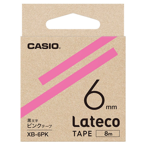 カシオ Lateco専用テープ(黒文字/6mm幅) ピンクテープ XB-6PK カシオ Lateco専用テープ(黒文字/6mm幅) ピンクテープ XB-6PK