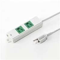 サンワサプライ 工事物件タップ（3P・2個口・3m） グリーン TAP-K2-3G