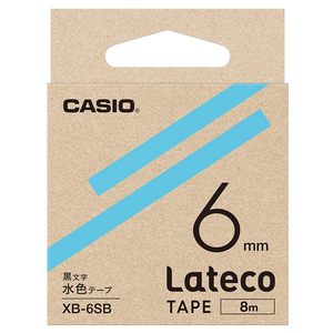 カシオ Lateco専用テープ(黒文字/6mm幅) 水色テープ XB-6SB-イメージ1