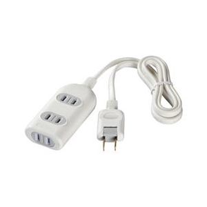 BUFFALO 2ピン式電源タップ シャッター付(3個口・1m) ホワイト BSTAPSH2310WH-イメージ1