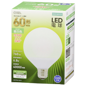 オーム電機 LED電球 E26口金 全光束760lm(6．8W普通電球サイズ) 昼白色相当 LDG7N-G AG51-イメージ1