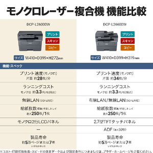 ブラザー A4モノクロレーザー複合機 JUSTIO ブラック&ダークグレー DCP-L2600DW-イメージ12