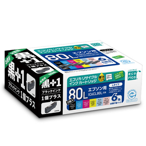 エコリカ 互換リサイクルインクカートリッジ 6色パック+ブラック ECI-E80L6P+BK エコリカ 互換リサイクルインクカートリッジ 6色パック+ブラック ECI-E80L6P+BK
