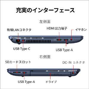 富士通 15．6型フルHD/Ryzen7/Radeonグラフィックス/メモリ16GB/約512GB SSD/DVD/WiFi 6E FMV Note A メタリックブルー FMVA700L1L-イメージ4