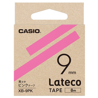 カシオ Lateco専用テープ(黒文字/9mm幅) ピンクテープ XB-9PK