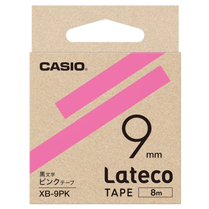 カシオ Lateco専用テープ(黒文字/9mm幅) ピンクテープ XB-9PK-イメージ1