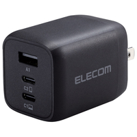 エレコム USB Power Delivery 65W キューブAC充電器(C×2+A×1) ブラック ACDCPD4465BK