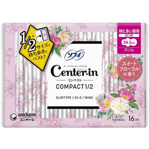 ユニ・チャーム センターイン コンパクト1／2 フローラル香 特多い昼羽付16枚 FC15907-イメージ1