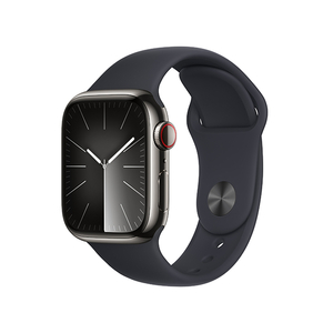 Apple Apple Watch Series 9(GPS + Cellularモデル)- 41mm グラファイトステンレススチールケースとミッドナイトスポーツバンド - S/M MRJ83J/A-イメージ1
