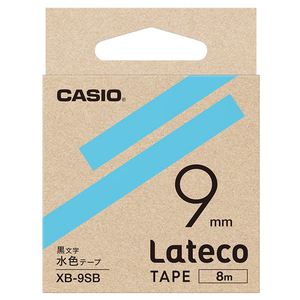 カシオ Lateco専用テープ(黒文字/9mm幅) 水色テープ XB-9SB-イメージ1