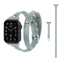 GAACAL Apple Watch Series 1-8/SE1-2/Ultra [42/44/45/49mm]用バンド 「パンクブレス」PUレザースタッズ2重巻き ブルー W00024BB