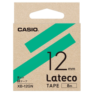 カシオ Lateco専用テープ(黒文字/12mm幅) 緑テープ XB-12GN-イメージ1