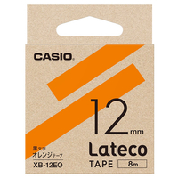 カシオ Lateco専用テープ(黒文字/12mm幅) オレンジテープ XB-12EO
