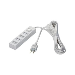BUFFALO 2ピン式電源タップ 雷サージ防止/集中スイッチ付(4個口・2m) ホワイト BSTAPPS2420WH-イメージ1